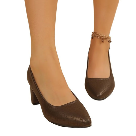 Damen Elegante und bequeme Pumps mit Blockabsatz EB