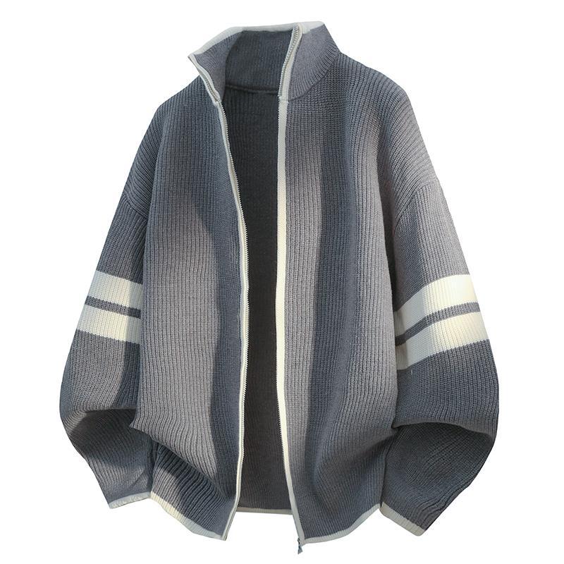 Unisex nan oversized Strickjacke mit Reißverschluss und Stehkragen EB