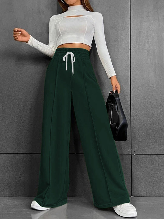 Damen weite Freizeit-Hose mit elastischem Bund und seitlichen Taschen EB
