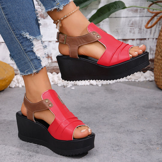 Damen Wedge-Sandalen mit öffnenden Riemen und komfortablem Fußbett EB
