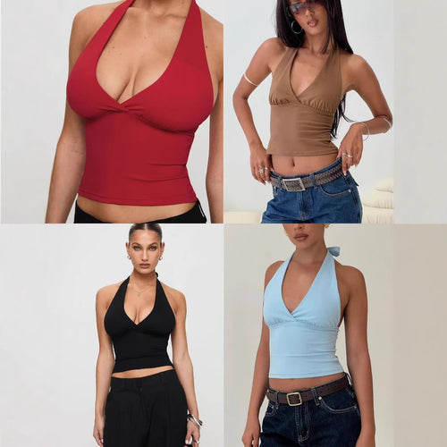 Damen elegantes Cropped Top mit geschmackvollem V-Ausschnitt und gerafften Details EB