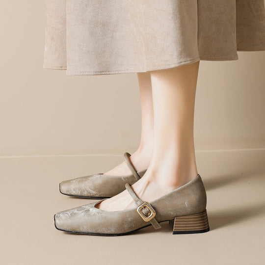 Damen elegante Ballerinas mit modischem Schnallenverschluss EB