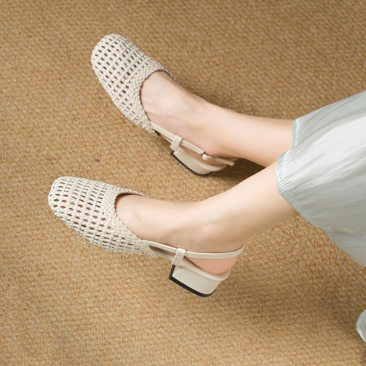 Damen Slingback-Pantoletten mit luftiger Webstruktur und bequemer Absatzhöhe EB