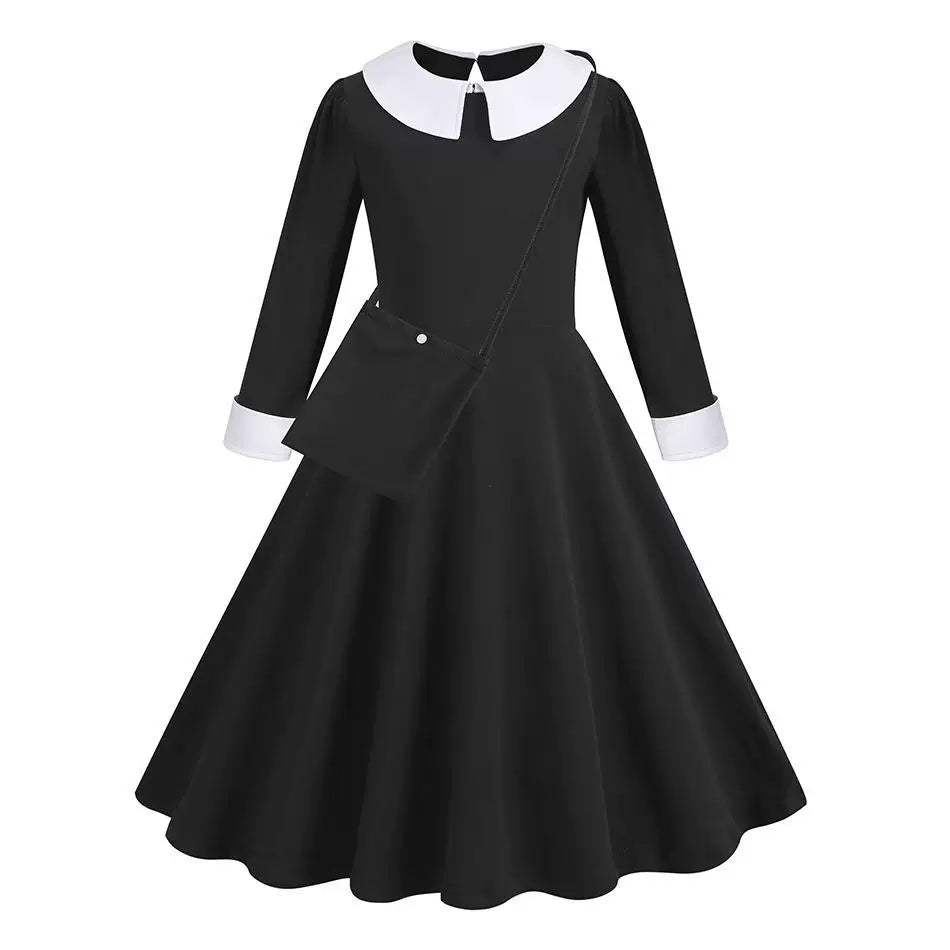 Damen Gothic-Lolita Kleid Stufenrock Rüschenkragen