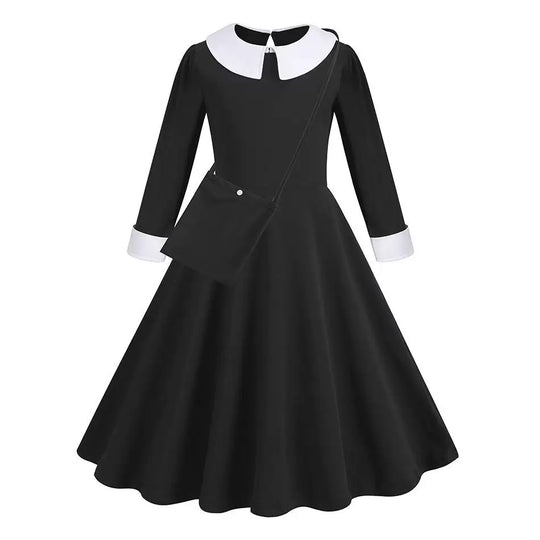 Damen Gothic-Lolita Kleid Stufenrock Rüschenkragen