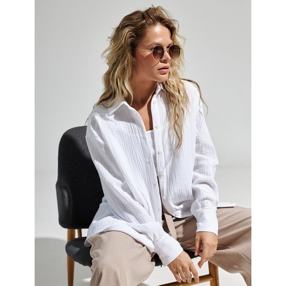 Damen Lässige Bluse im leichten Karo-Design mit langem Arm EB