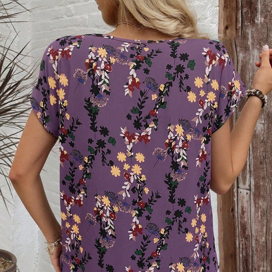 Damen Chiffonbluse mit floralen Mustern und weitem Schnitt EB
