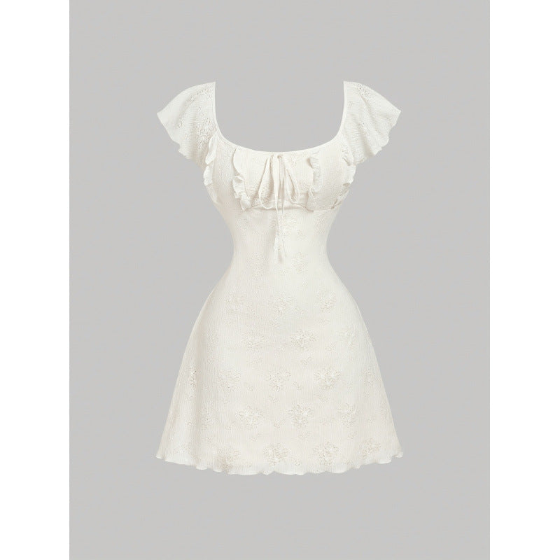 Damen Minikleid mit floralem Design und romantischen Rüschen EB
