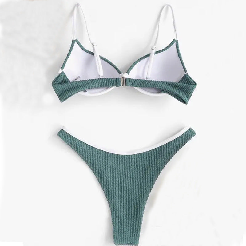 Damen Push-Up-Bikini mit breiten Trägern und elegantem Kontrast EB