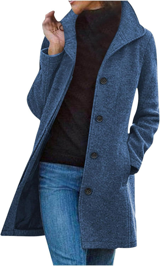 Damen modischer Mantel mit schickem Revers und praktischen Taschen EB
