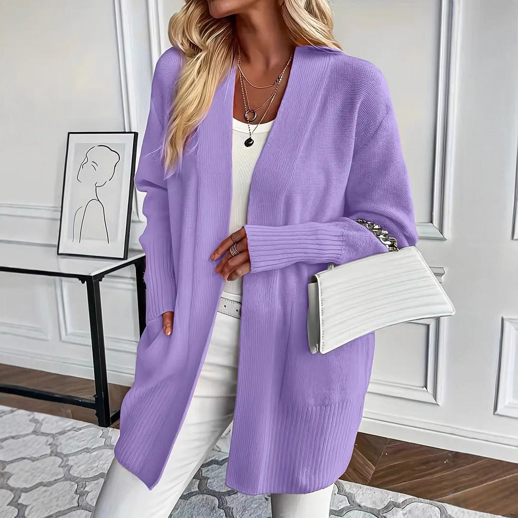 Damen Strickjacke mit offenem Schnitt und Rippstruktur EB
