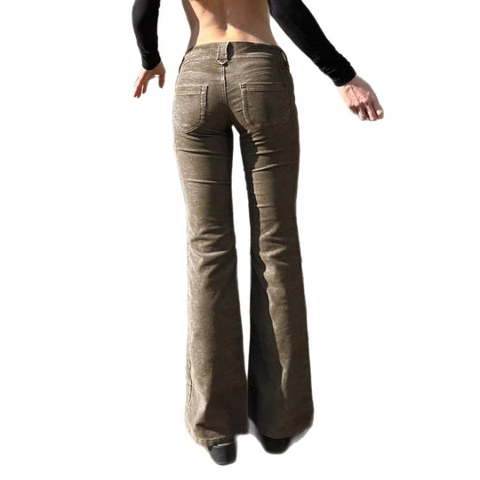 Damen Bootcut-Jeans mit hohem Bund und modischer Stickerei EB