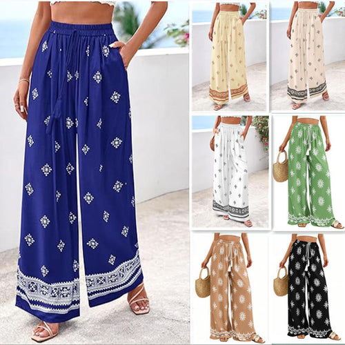 Damen weite Sommerhose mit Boho-Muster EB