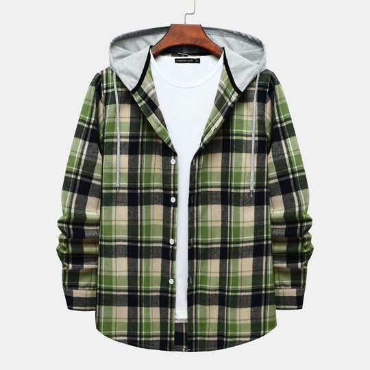 Herren Karierte Hemdjacke mit Kapuze und bequemer Passform EB