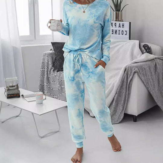 Damen Freizeit-Loungewear Set mit modischem Batikdesign und bequemen Passform EB