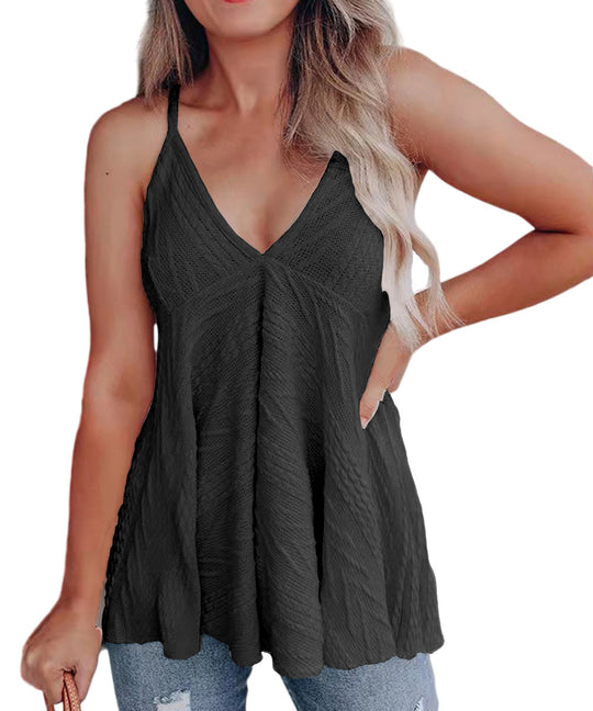Damen lässiges Volant-Top mit V-Ausschnitt EB