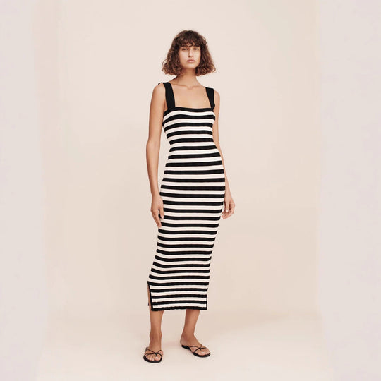 Damen Maxikleid mit gestreiftem Design EB