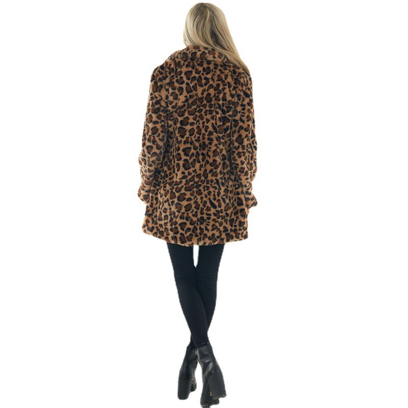 Damen Modische Kuscheljacke im Leopardenmuster EB