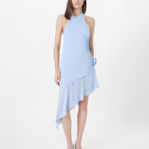 Damen asymmetrisches Wickelkleid mit zarten Rüschendetails EB