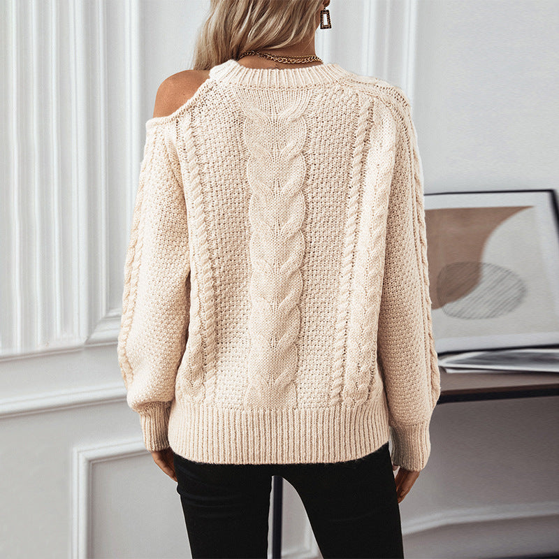 Damen Grobstrickpullover mit eleganter Struktur und modischen Puffärmeln EB