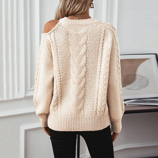 Damen Grobstrickpullover mit eleganter Struktur und modischen Puffärmeln EB