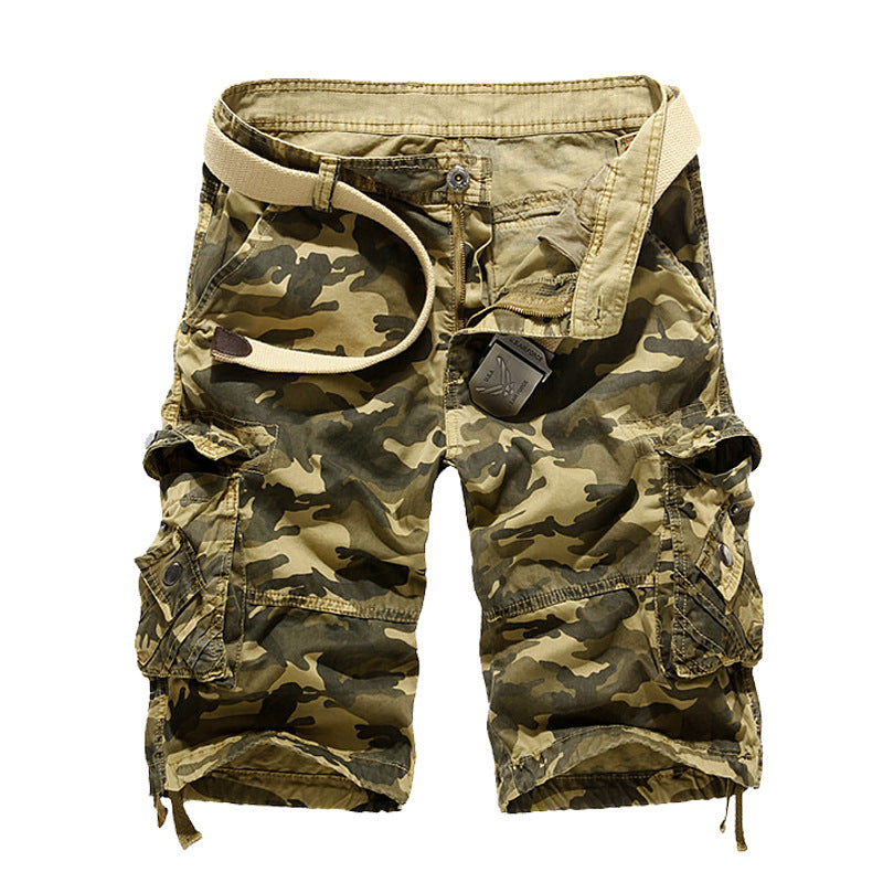 Herren Camo Cargo-Shorts mit mehreren Taschen und verstellbarem Bund EB