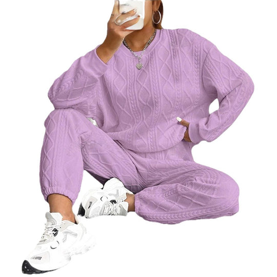 Damen gemütlicher Strick-Loungewear-Set mit Struktur EB