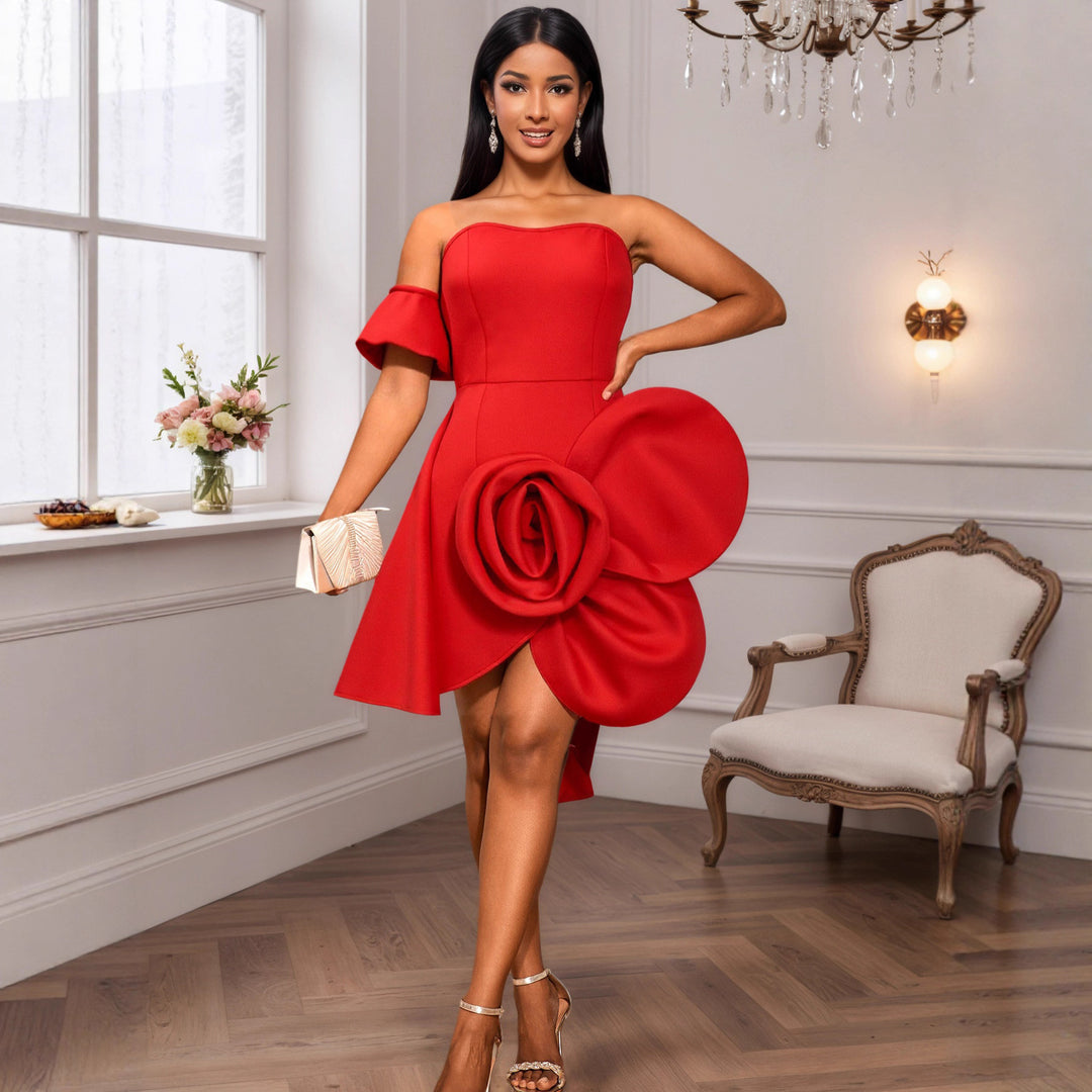 Damen Cocktailkleid mit floraler Drapierung EB
