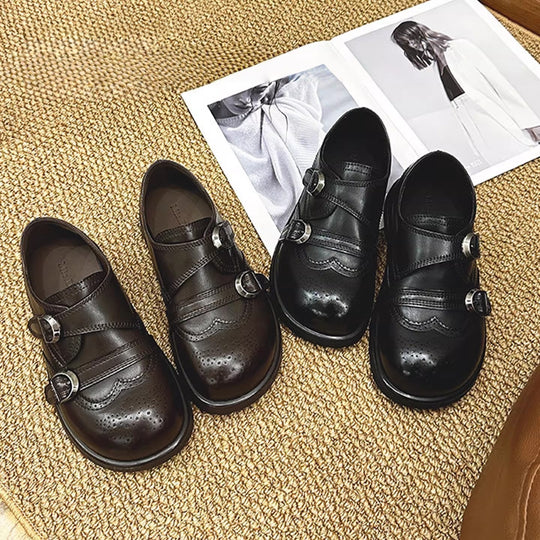 Damen Elegante Schnürschuhe mit doppeltem Riemen und feiner Perforation EB