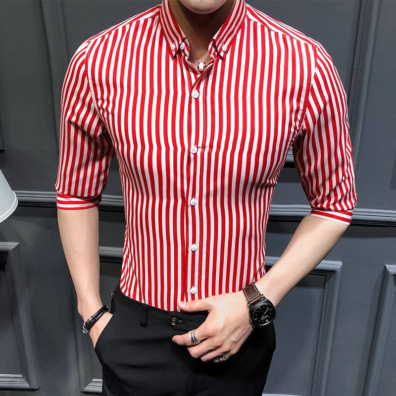 Herren nan gestreiftes Businesshemd mit Button-Down-Kragen und taillierter Silhouette EB