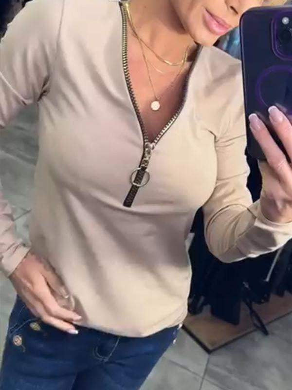 Damen Sweatshirt mit modernem Reißverschluss und lässigem Design EB