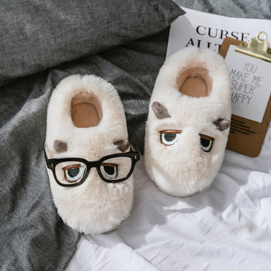 Damen Hausschuhe mit tierischem Motiv und weichem Fleece-Innenfutter EB