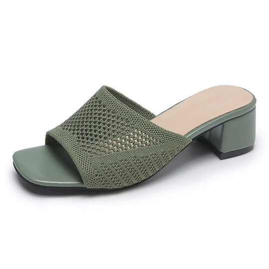 Damen Mules mit atmungsaktivem Netzdesign und bequemer Blockabsatzsohle EB