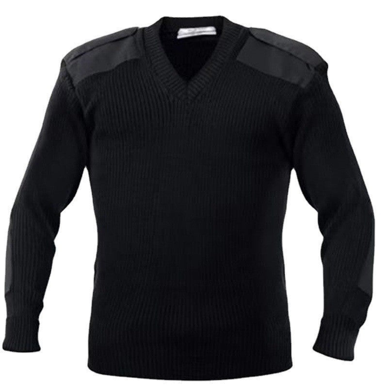 Herren Strickpullover mit V-Ausschnitt und dekorativen Schulterdetails EB