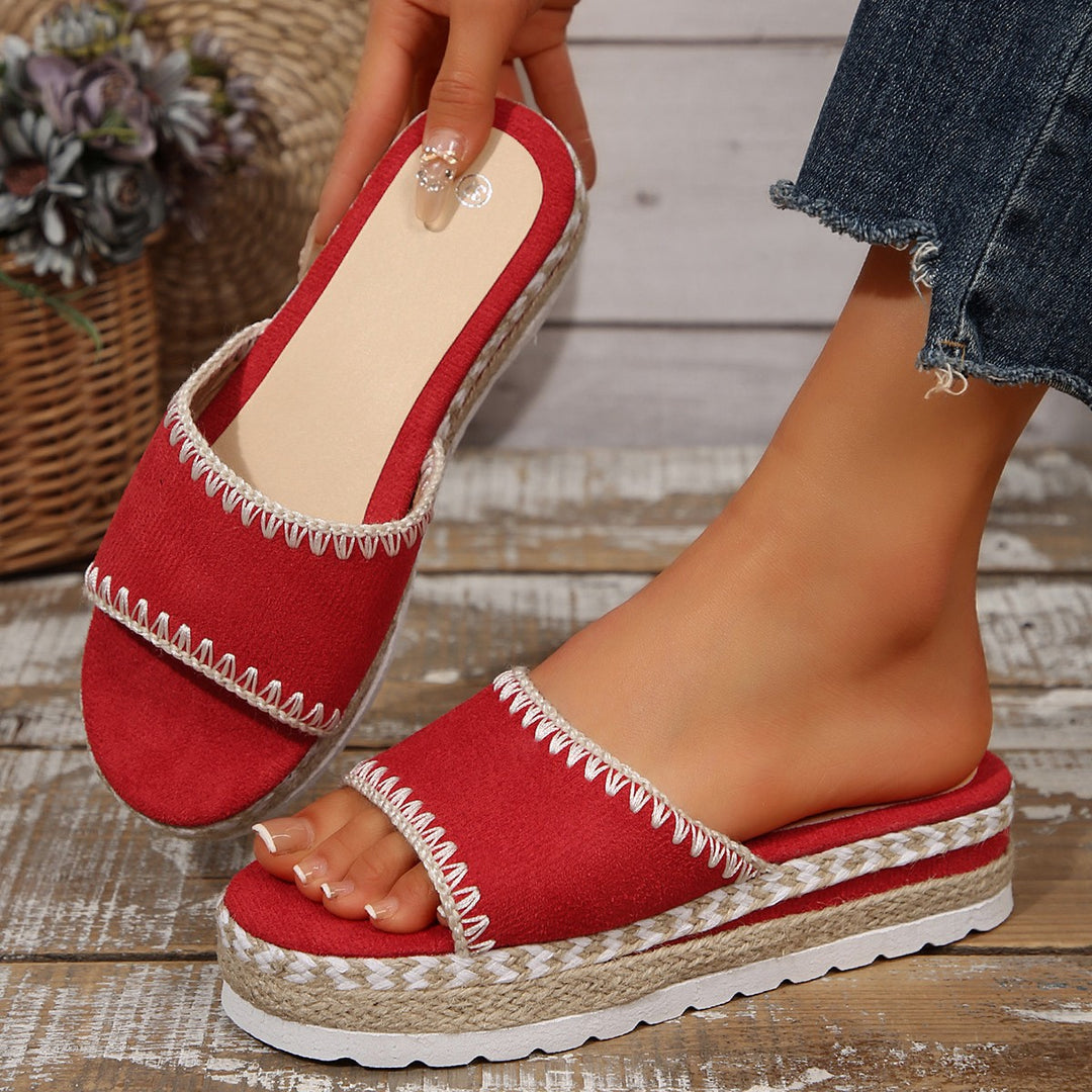 Damen Espadrille-Slipper mit geflochtenem Absatz EB