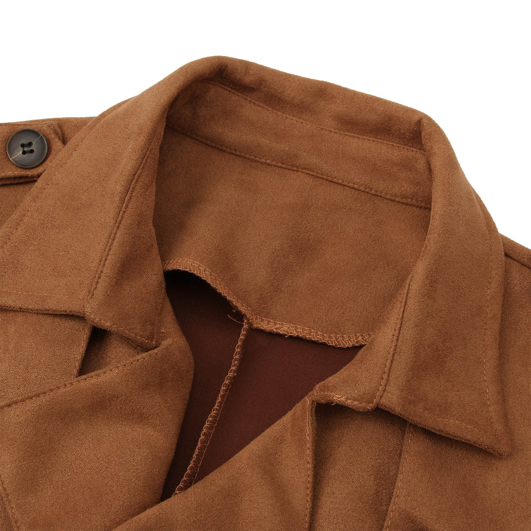 Herren Elegante Suede Trenchcoat mit doppelter Knopfleiste und praktischen Taschen EB