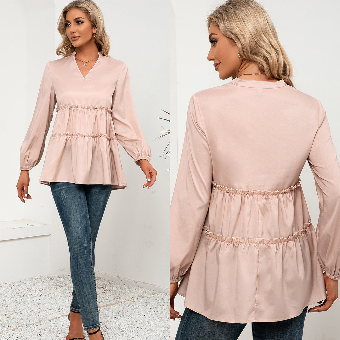 Damen Oberteil mit Rüschendetails und V-Ausschnitt EB