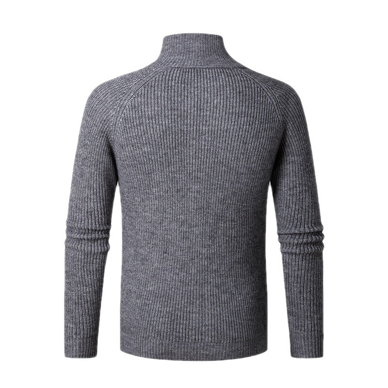 Herren nan schlanker Zip-Cardigan aus Merino-Mix mit Rippstruktur und Raglanärmeln EB