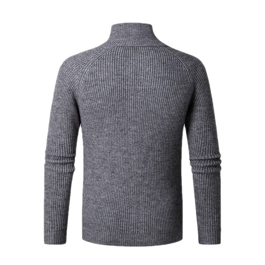 Herren nan schlanker Zip-Cardigan aus Merino-Mix mit Rippstruktur und Raglanärmeln EB