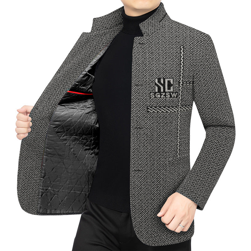 Herren Sakko-Cardigan mit wärmender Teddyfutter und Stehkragen EB