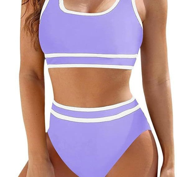 Damen Sportives Bikini-Set mit hohem Bund EB