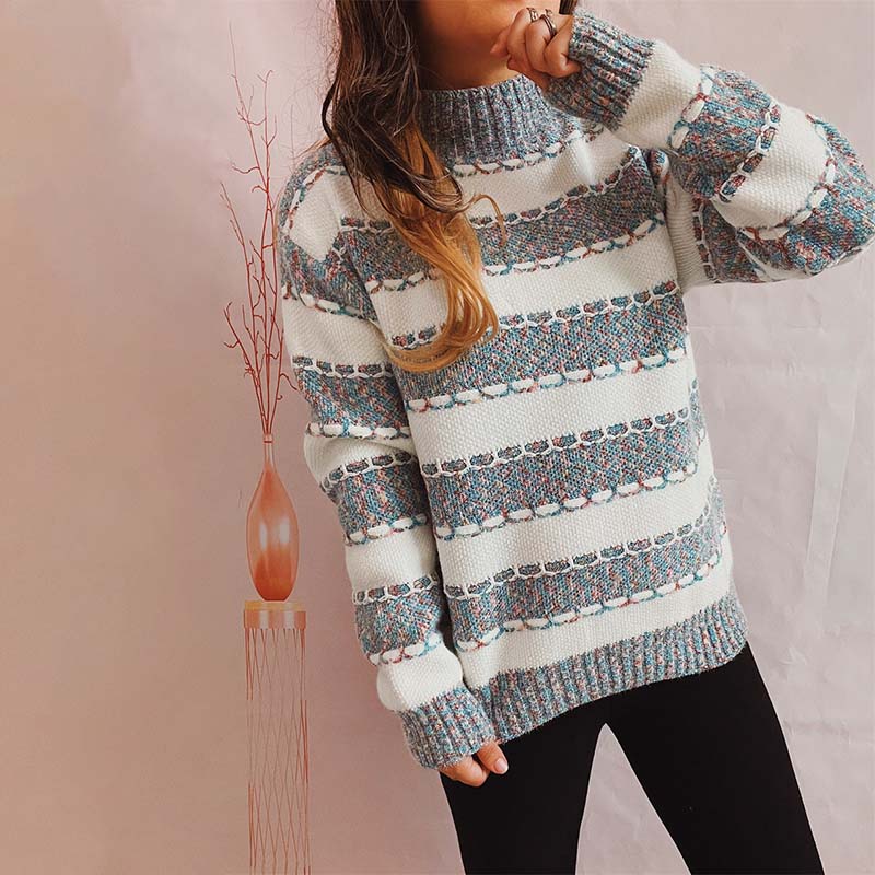 EB | Gestreifter Strickpullover im Modernen Stil