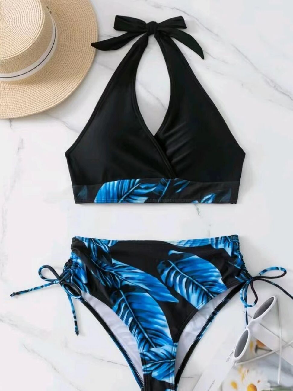 Damen Bikiniset mit raffiniertem Wickeloberteil und verstellbaren Seiten EB