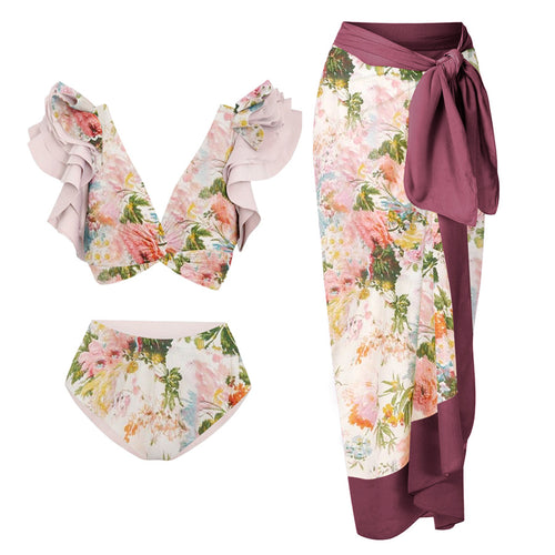 Damen Badeanzug mit floralem Design und schicker Wickelhose EB