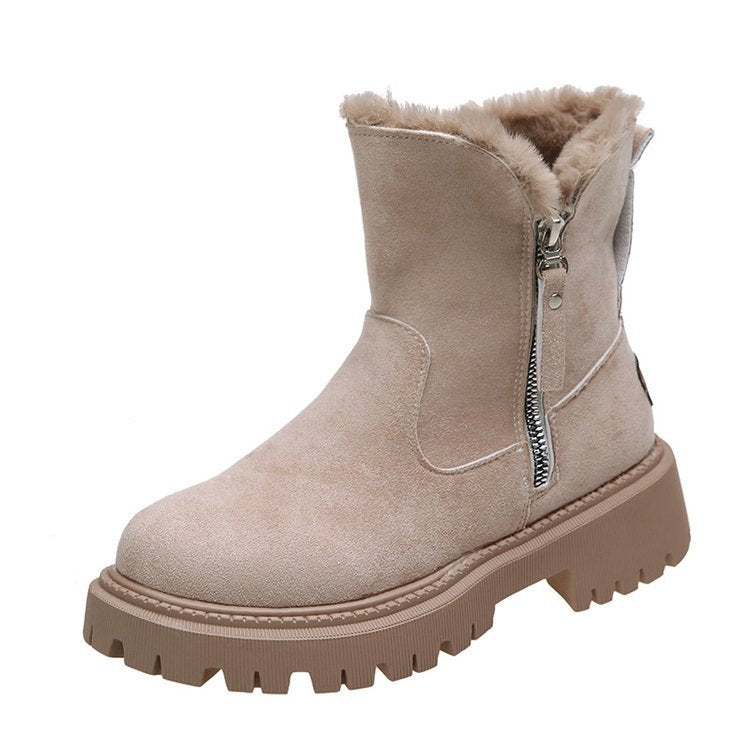 Damen hohe Stiefel mit kuscheligem Innenfutter und robustem Reißverschluss EB