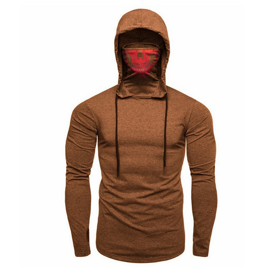 Herren Langarmshirt mit Kapuze und einzigartigem Totenkopfdesign EB