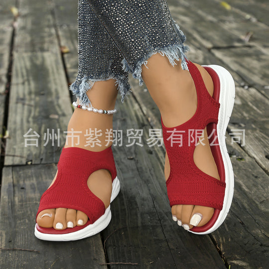 Damen Sportliche Strick-Sandalen mit atmungsaktivem Obermaterial und dämpfender Laufsohle EB