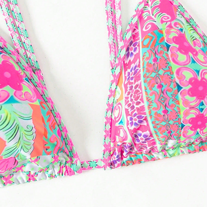 Damen Triangel-Bikinioberteil mit verspieltem Muster EB