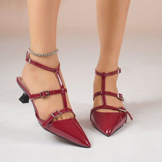 Damen Slingback-Pumps mit verstellbaren Riemen und eleganter Schnalle EB