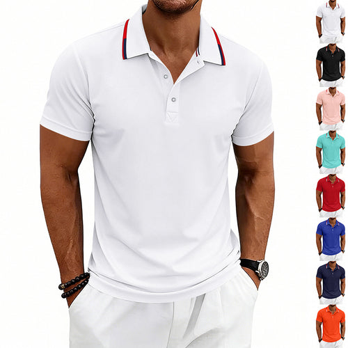 Herren nan tailliertes Kurzarm-Poloshirt mit Kontrastkragen aus atmungsaktivem Piqué EB